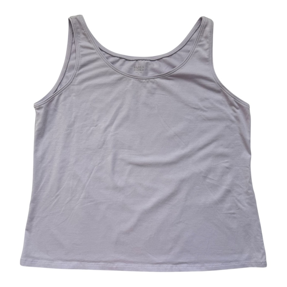 Eileen Fisher Scoop Neck Straight Hem Light Purple Organic Cotton Tank Top Large